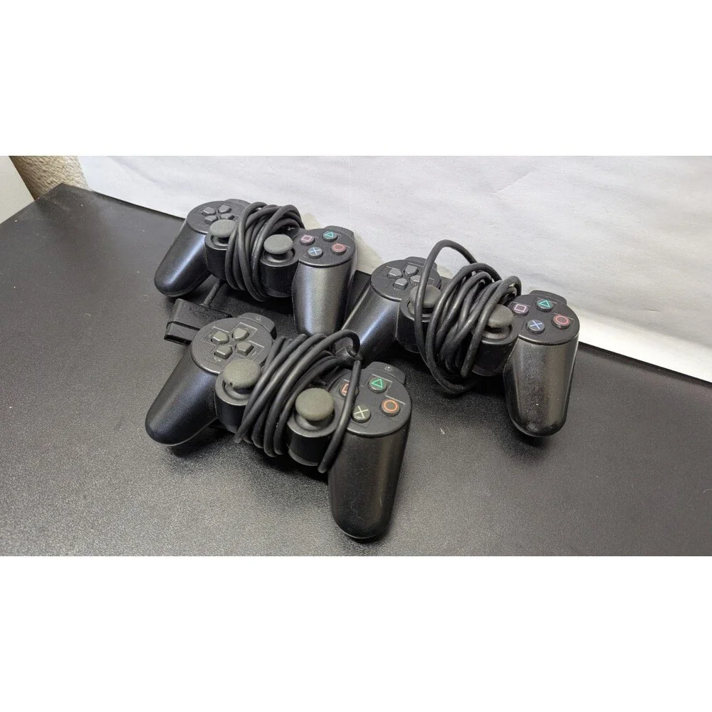 Lot Of 3 Sony PlayStation 2 PS2 PARTS OR REPAIRS Official OEM Wired Controllers